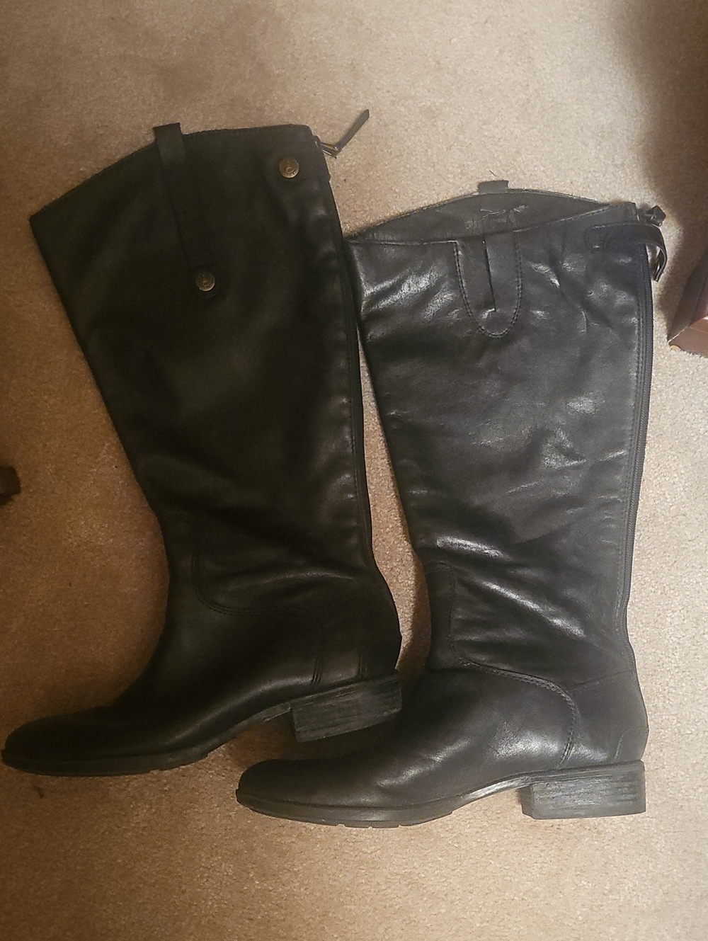 Sam Edelman PENNY LEATHER RIDING BOOT wide calf knee-high soft leather black 9M
